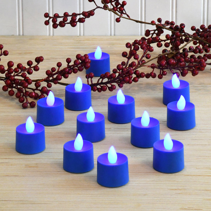 Battery Operated Tea Light Candles - 12 Piece, Blue