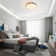 Koeninger Modern 1-Light Dimmable LED Wooden Ceiling Light Round Flush Mount Lamp With Remote Control