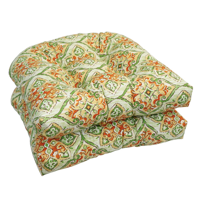 Coussin de chaise de salle à manger pour l'extérieur, Vert / Orange