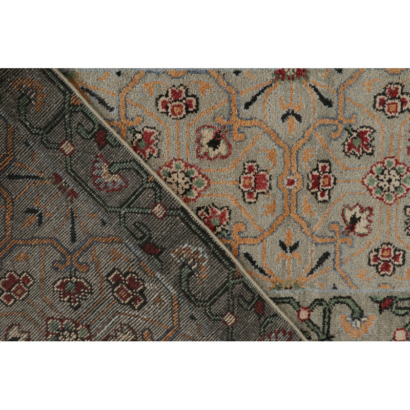 Rug & Kilim’S Classic Runner In Blue, Green And Red Floral Patterns, Runner 3' x 12'