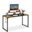 Large Writing Desk with Movable Monitor Stand, 2 Desk Grommets and 1 Hook,140x60x75cm, Rustic Brown