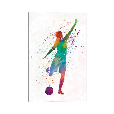 Woman Soccer Player 09 in Watercolour 1 Piece Wrapped Canvas Painting