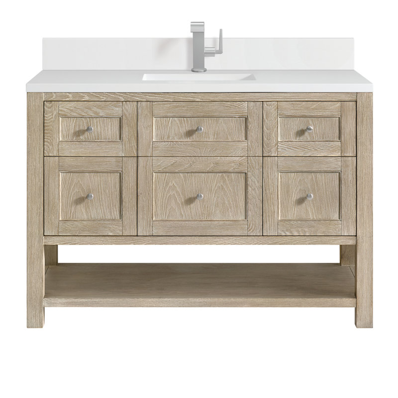 Breckenridge 48'' W Single Vanity, Single-Hole, Whitewashed Oak, White Zeus