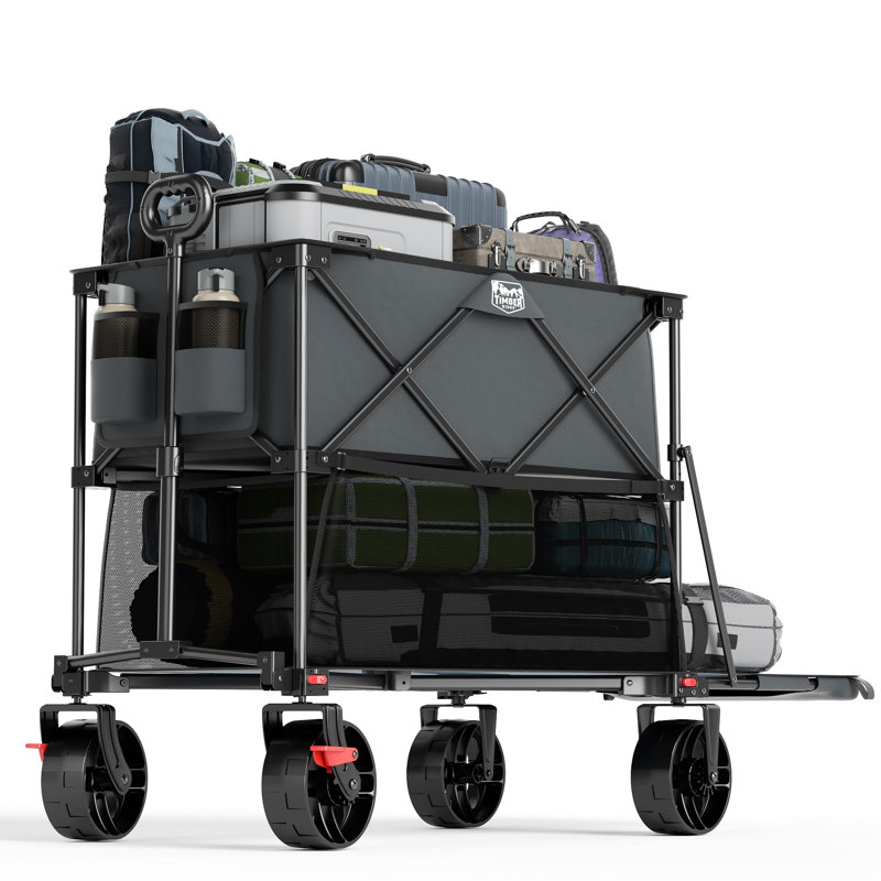 Wagon pliant à grande capacité 400L avec freins, Gris