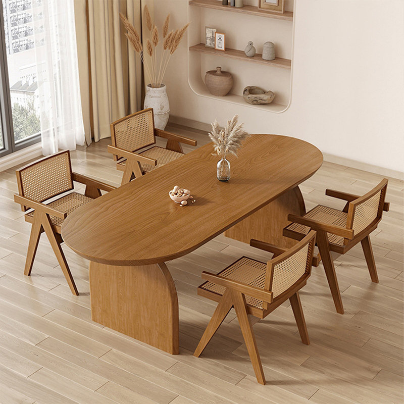 Burlywood Oval Solid Dining Table For Dining Room/Kitchen, 29.53"H x 70.87"L x 31.5"W