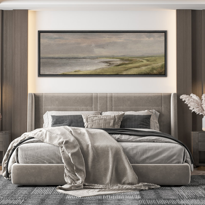 «French Country Rustic Landscape», impression sur toile surdimensionnée encadrée, H 30 po x l 60 po, Naturel