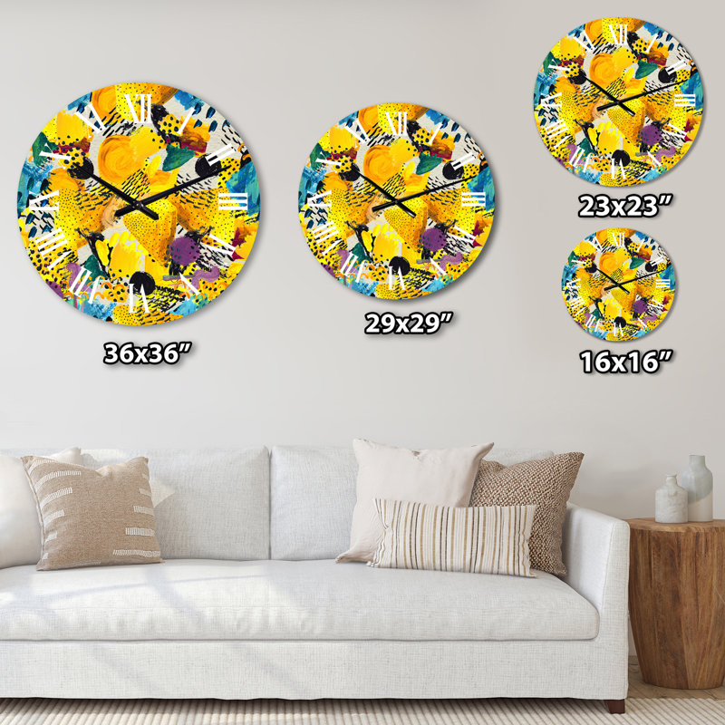 Horloge murale jaune et bleue, Petit