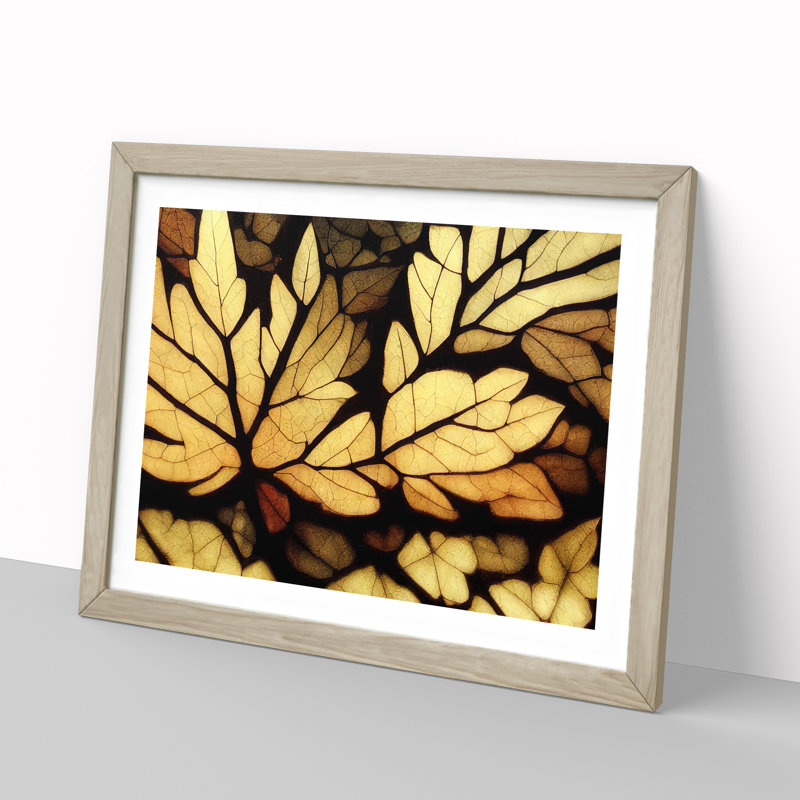 Sculptured Autumn Leaf - Framed Print, 46cm H x 64cm W x 2cm D, Oak