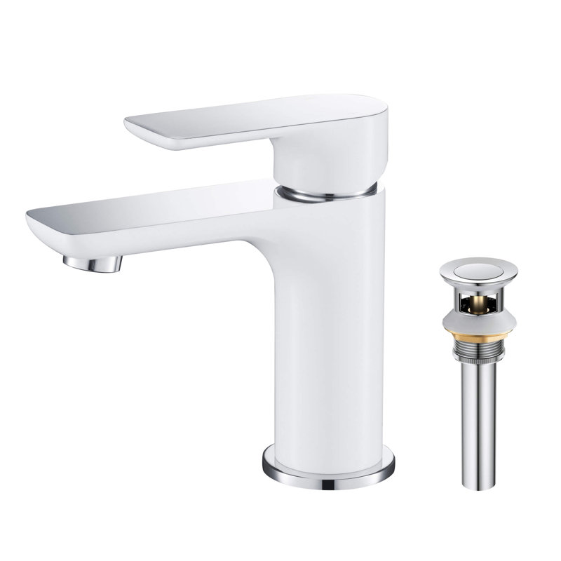 Tender Single-handle Bathroom Faucet with Drain Assembly, Chrome/White