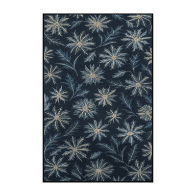 Machine Washable Botanical Gray Area Rug