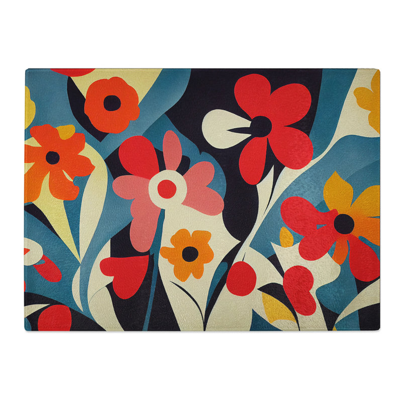 Evolving Abstract Flowers  Glass Chopping Board
