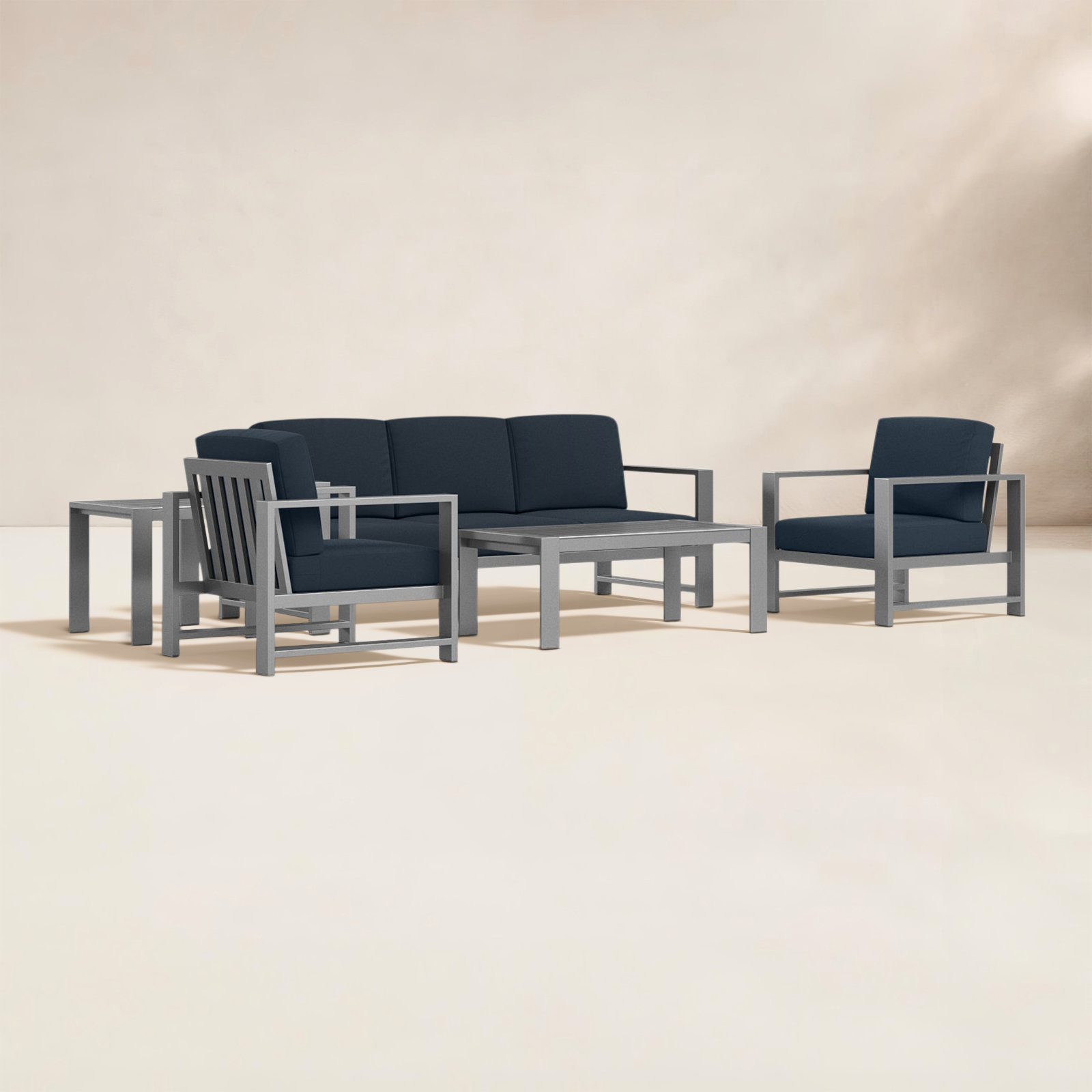 Dulcie 5-Person Sunbrella® Patio Seating Group, Canvas Navy Sunbrella® Canvas
