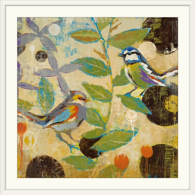 «Flew the Coop II» par Liz Jardine, reproduction de peinture, H 24 po x l 24 po x P 1 po, Cadre blanc
