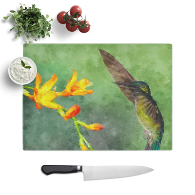 Hummingbird by the Flower Painting Chopping Board
