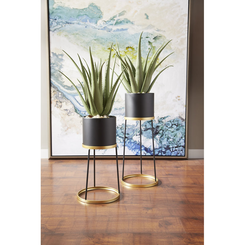 Liza Handmade Metal Planter, 28" H x 11.75" W x 11.75" D