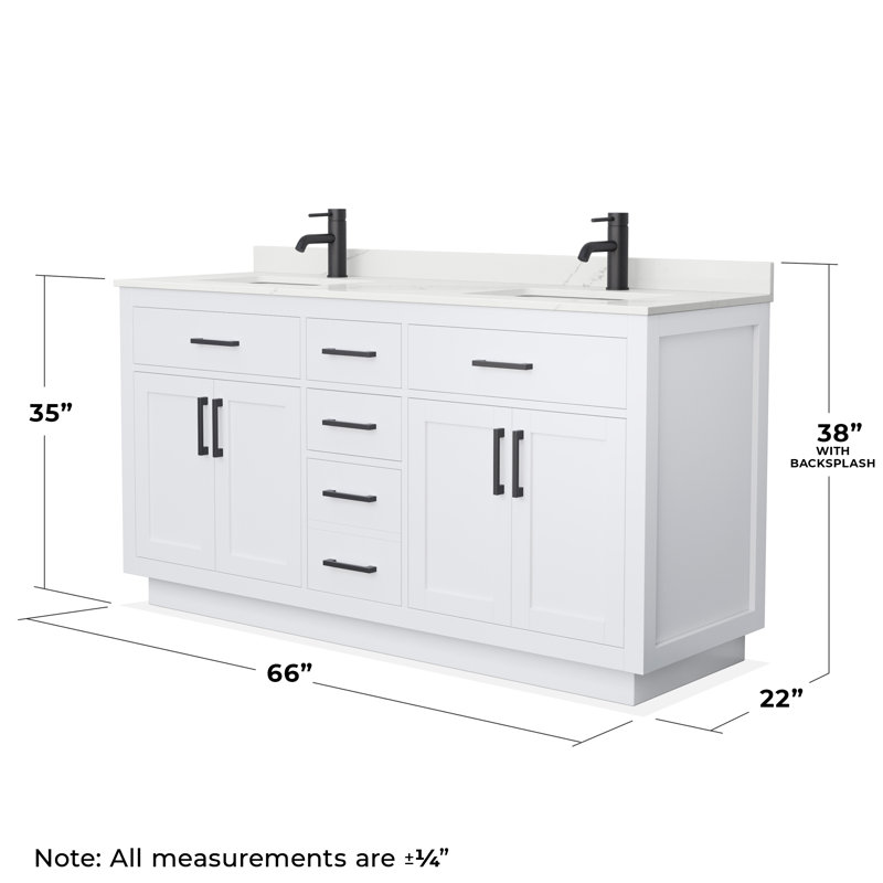 Beckett TK 66'' W Double Vanity, Matte Black, Giotto Quartz, White