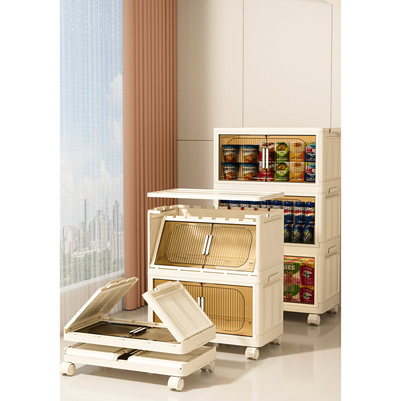 Boîte de rangement pliable 19,75 po, 12,04 po et 41,68 po avec 4 portes magnétiques en plastique Bridlington