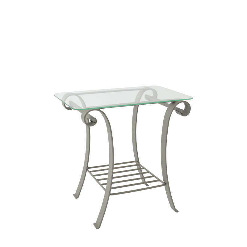 Johan Glass Top End Table, Grey