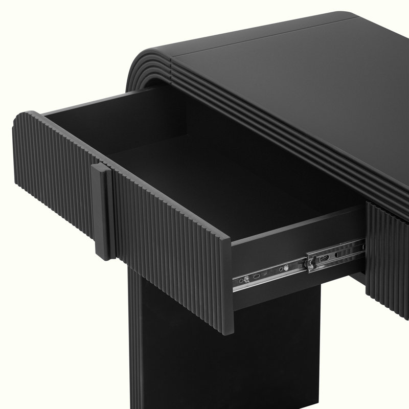 Codel Entry Console Table with Fluted Drawers, Black