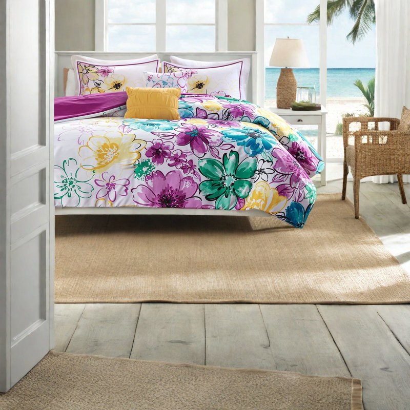 Floral Hypoallergenic Bedding Sets, Polyester Comforter With Modern Style For Home