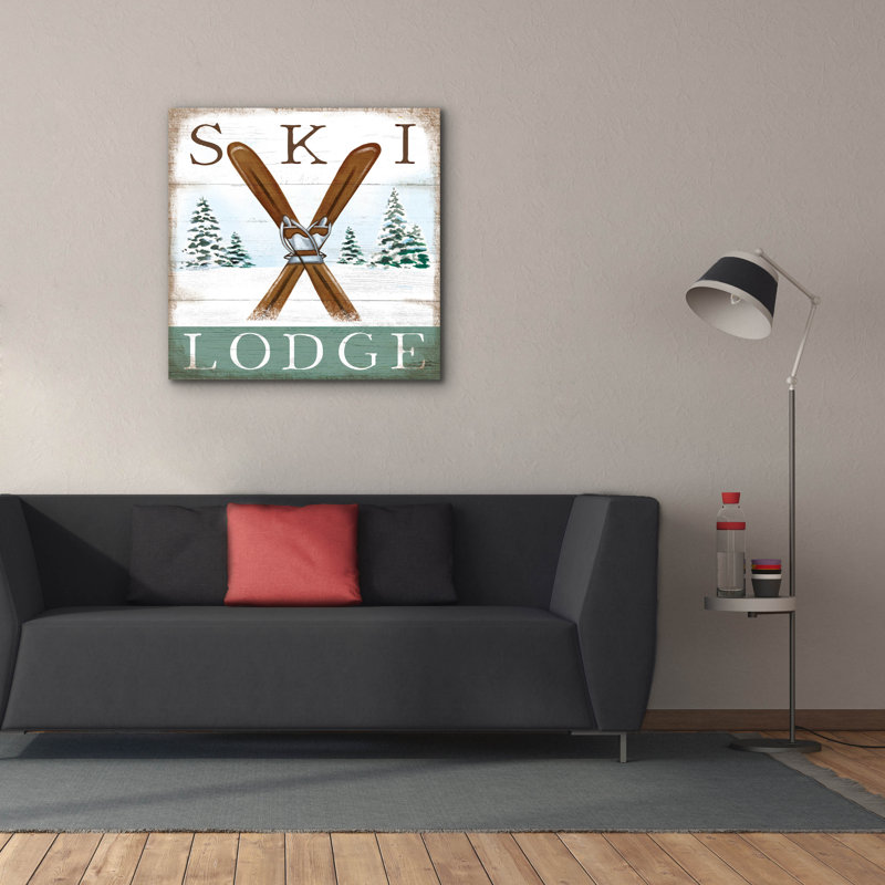  «Ski Lodge» par Elizabeth Tyndall, art mural sur toile, 37 po x 37 po