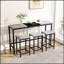 Ensemble de table de salle à manger de cuisine moderne avec 3 tabourets, plateau de table épissure unique et tabouret suspendu pratique-408536345-408536359