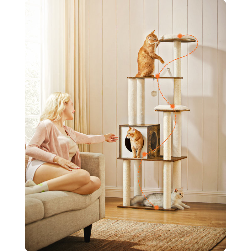 165cm H Cat Tree, Rustic Brown