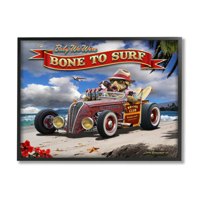 Az-037-Framed " Bone To Surf Dogs " by Larry Grossman