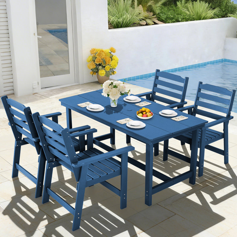 Ensemble repas 5 pièces pour l'extérieur, Marine, 4