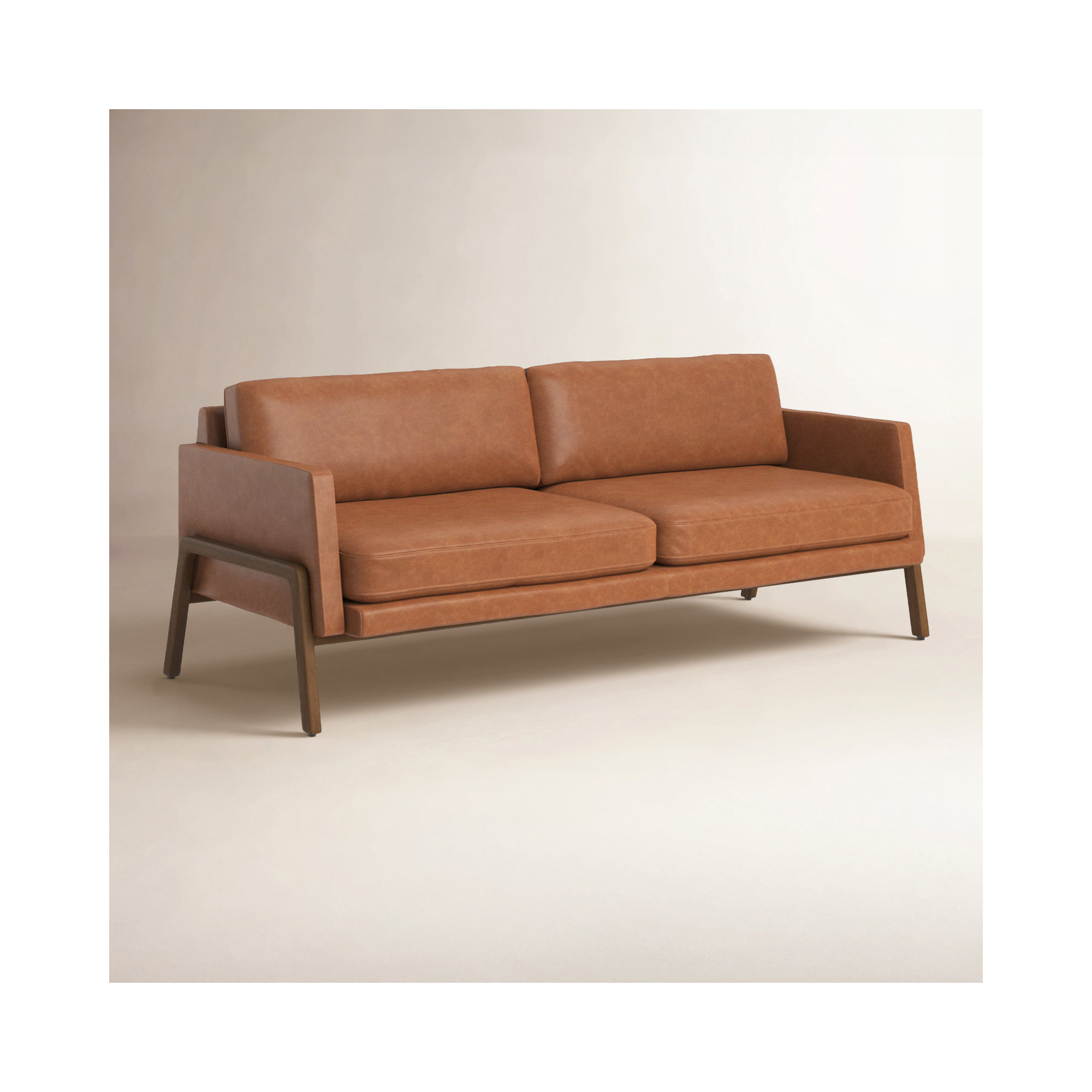 Viviana 84'' Upholstered Sofa, Sonoma Butterscotch Genuine Leather, Beige