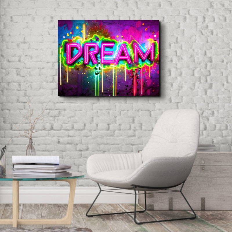 «Neon Graffiti Dream 24» par Stephen Chambers, reproduction sur toile tendue, H 26 po x l 32 po x P 1,5 po