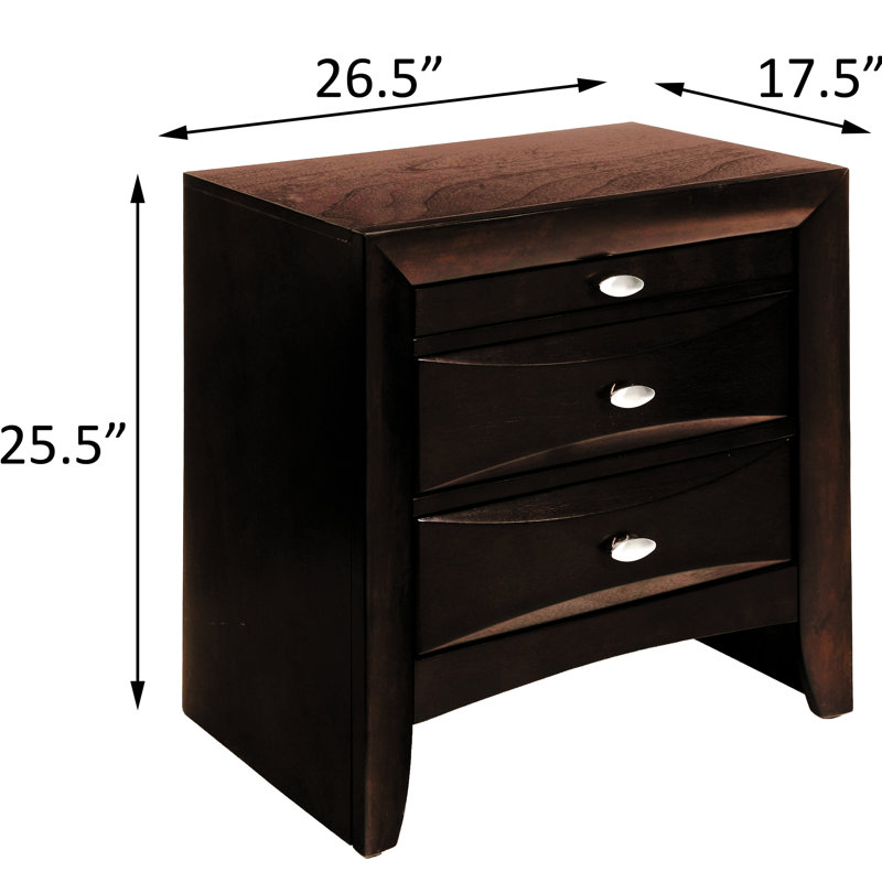 Table de chevet contemporaine avec finition et 2 tiroirs 2 pour - Ambiance rehaussante, Espresso