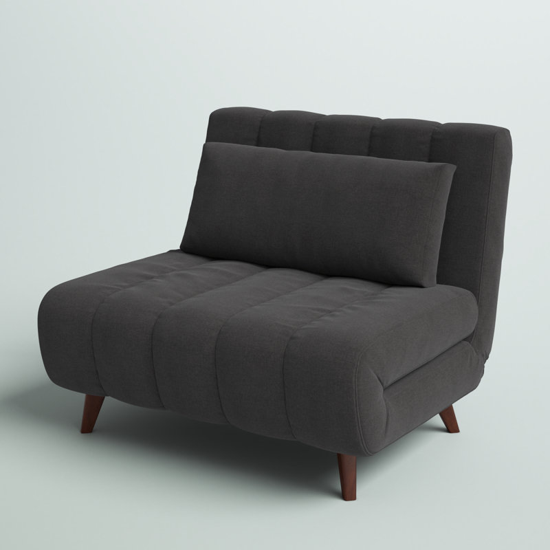 Jazariah Upholstered Pillow Back Convertible Chair, Charcoal