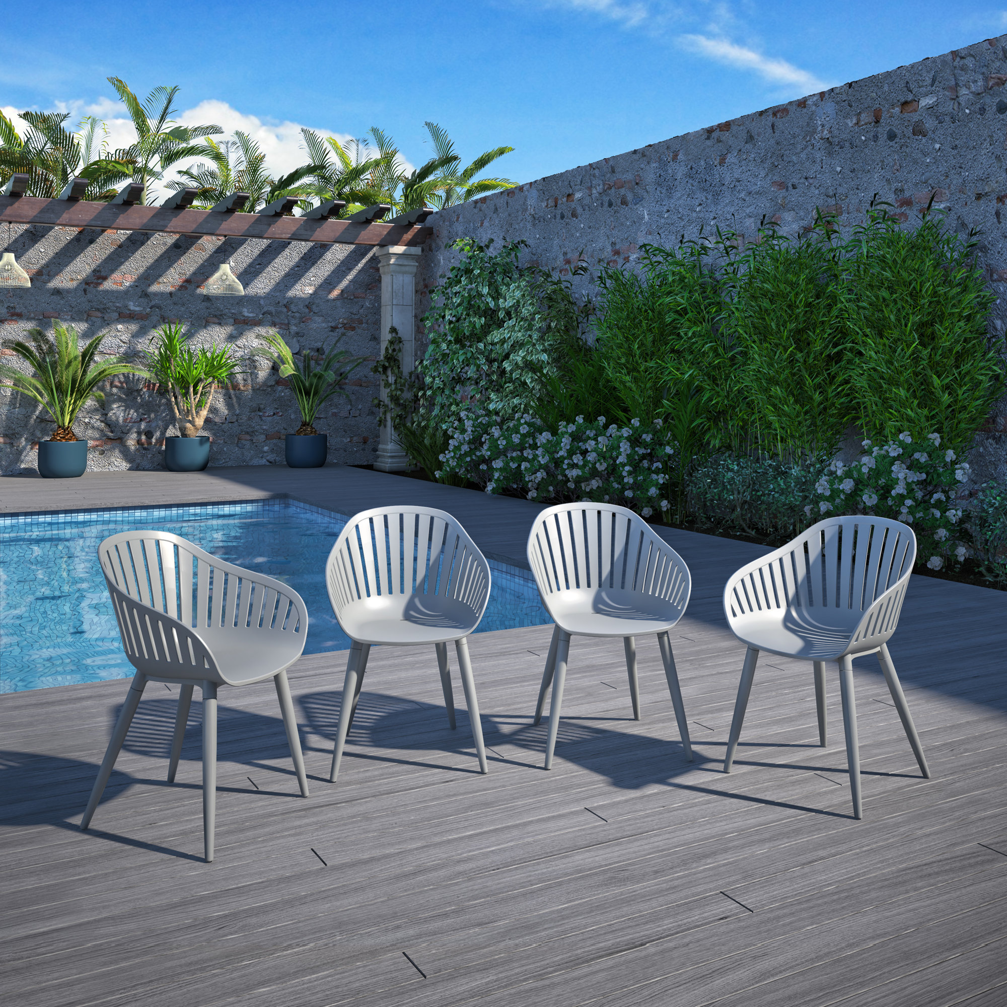 Alyisa Cannes Aluminum Black Dining Chair, Gray