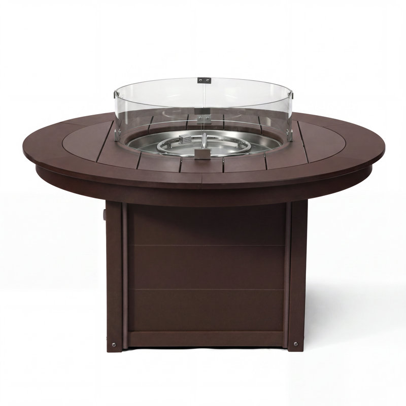 Table ronde pour foyer d'extérieur 47 po, 31.25" H x 47.25" W x 47.25" D, Dark Brown