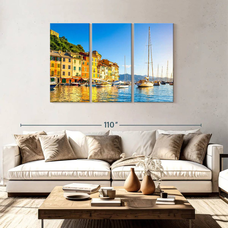 Bateaux Gillard au large de Portofino, H 48 po x l 74 po