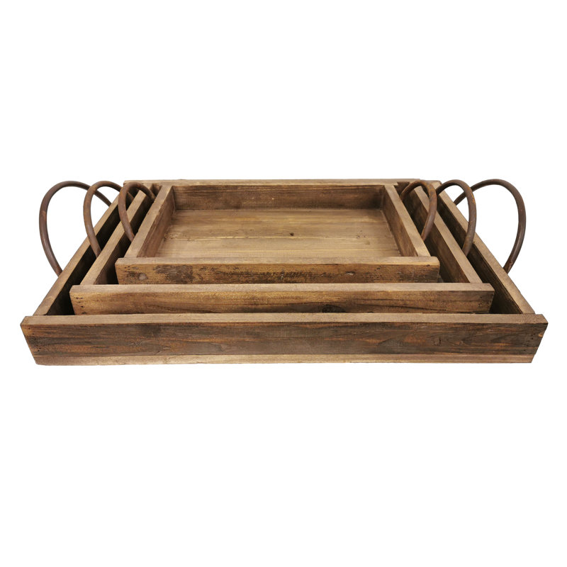 Cular Solid Wood Tray - Set of 3