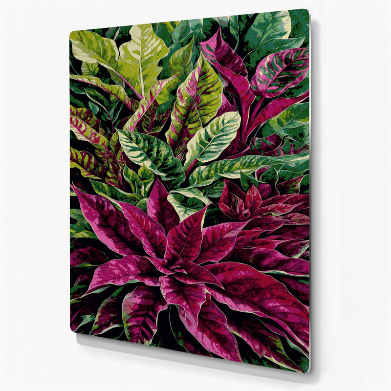 Aquarelle botanique 45, art mural en métal rouge, H 18 po x l 12 po