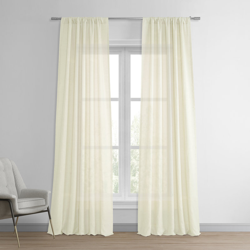 Signature 100% Linen Semi Sheer Curtain, Antique Lace, 50"W x 96"L