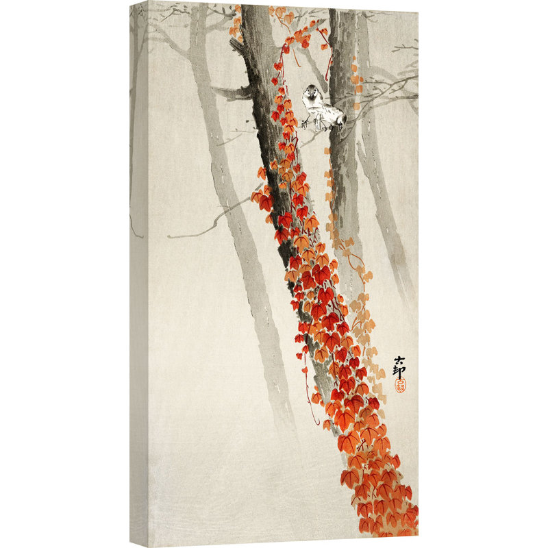 2JP6338 Red Ivy by Ohara Koson - Wrapped Canvas Art Prints, 100cm H x 50cm W x 4cm D