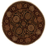 Wool Oriental Area Rug in Black/Wine