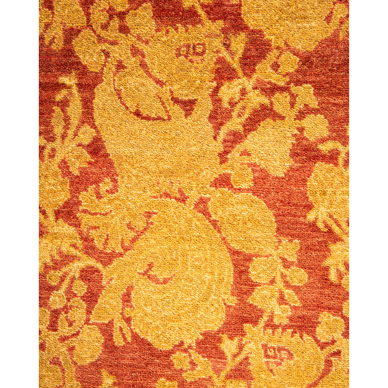 Tapis unique noué à la main rose 8 pi x 8 pi 2 po Keenan
