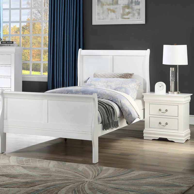 Lit en bois massif Louis Phillipe, Lit simple