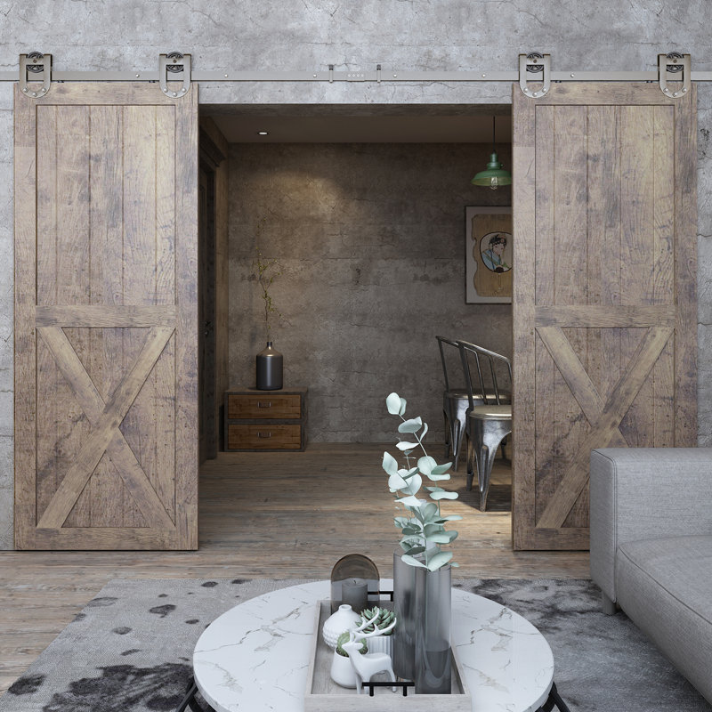 84'' Solid Wood Paneled Unfinished without Installation Hardware Kit Barn Door, 42" x 84"