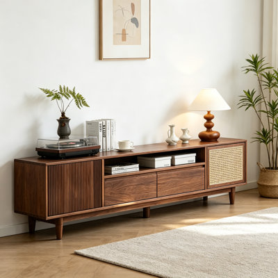 Meuble télé simple en bois massif avec rangement