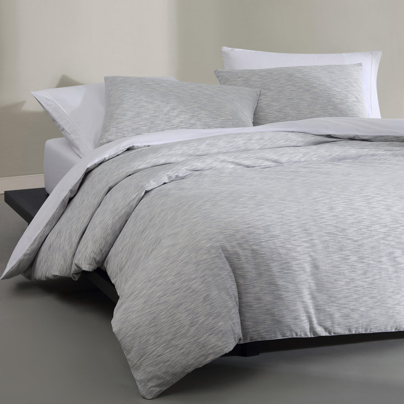 Ensemble d'édredon réversible en coton 3 pièces Orchid Calvin Klein, Gris, Grand édredon + 2 taies décoratives standard