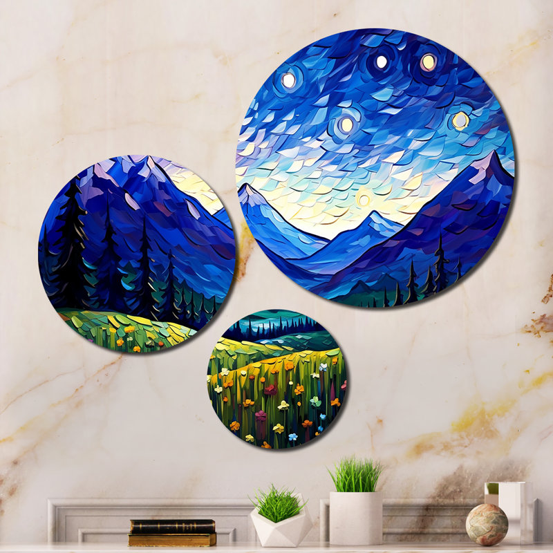 Vangogh Starry Night Over The Mountains Wall Decor on Metal