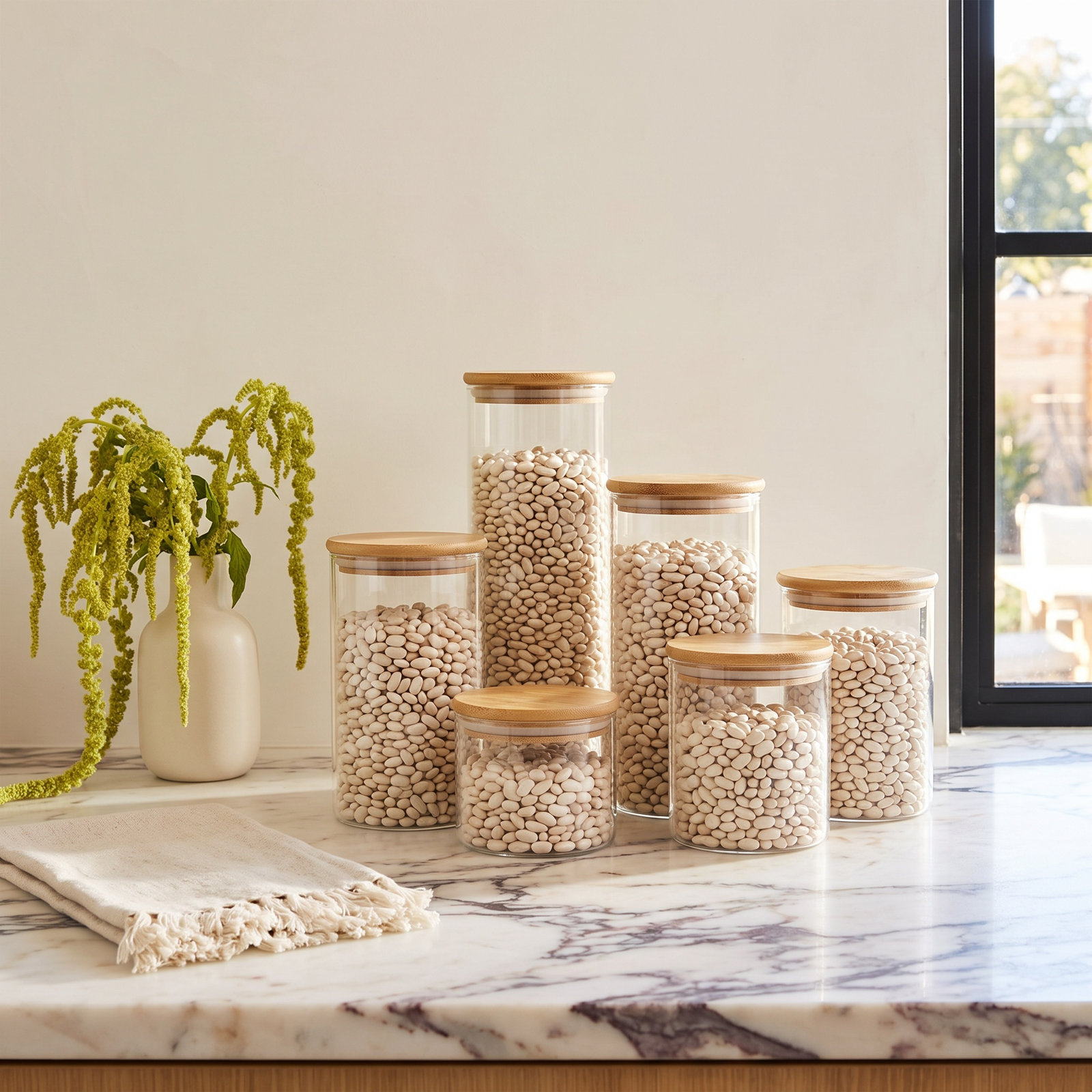 6-Piece Glass Coffee Jar Set