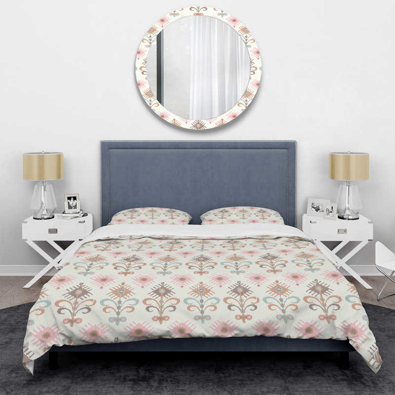 Ensemble de housse de couette à motif crème, Housse de couette pour très grand lit et 2 très