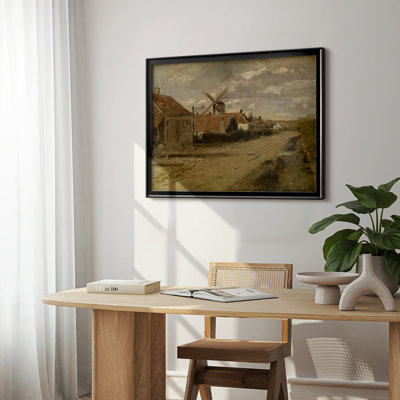 «Village Street with a Windmill» par Henri de Braekeleer, toile tendue avec châssis, v. Fin du 19e siècle